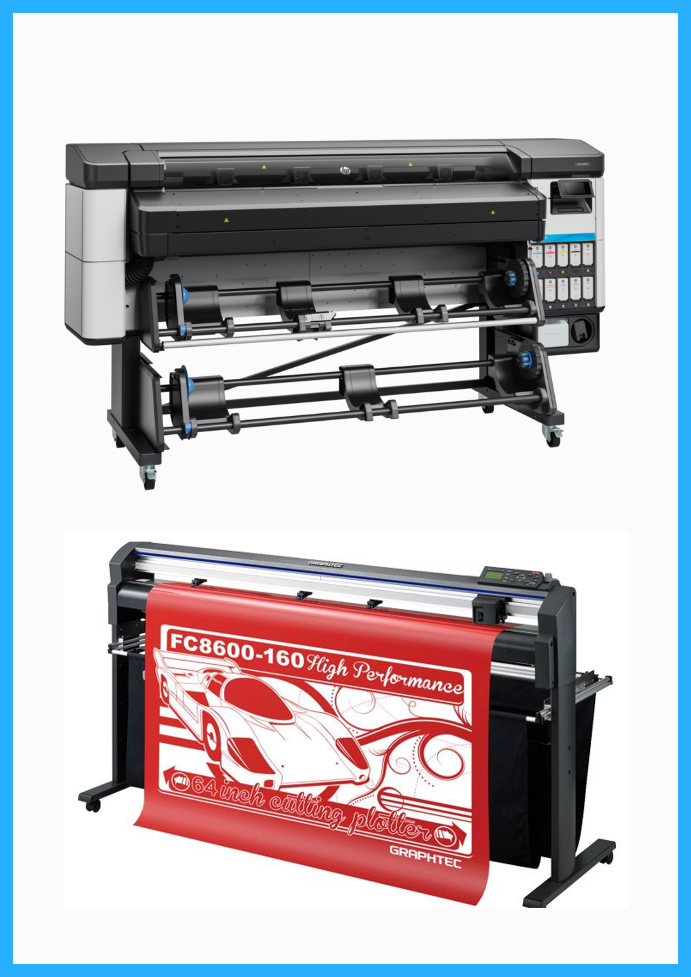 ON SALE - BUNDLE - HP Latex 630 W 64&quot; Printer - New + 64&quot; Graphtec FC8600-160 Vinyl Cutting Plotter - Refurbished (1 Year Warranty)