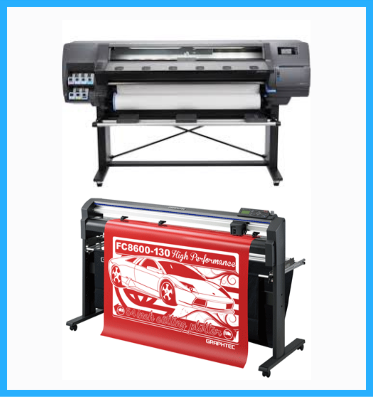 ON SALE - BUNDLE - HP Latex 110 54&quot; Printer - Refurbished (90 Days Warranty) + 54&quot; Graphtec FC8600-130 High Performance Vinyl Cutting Plotter - Refurbished (90 Days Warranty)