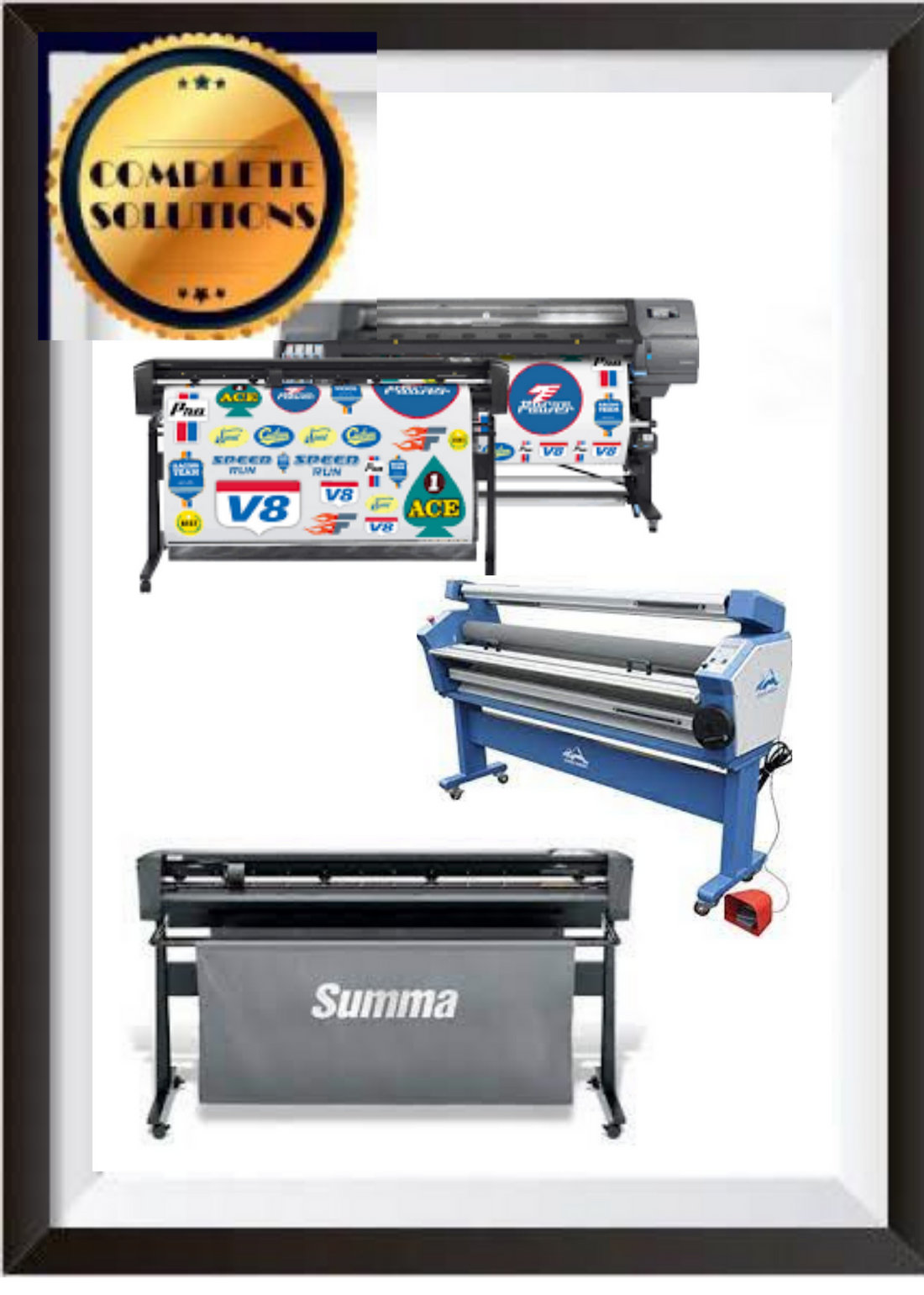 ON SALE - COMPLETE SOLUTION - HP Latex 335 64&quot; Printer - Refurbished (90 Days, 1, 2, 3 or 4 Years Warranty) + Summa S Class 3 D160 62&quot; Vinyl Cutter + 63&quot; Full-auto Low Temp. Wide Format Cold Laminator, with Heat Assisted