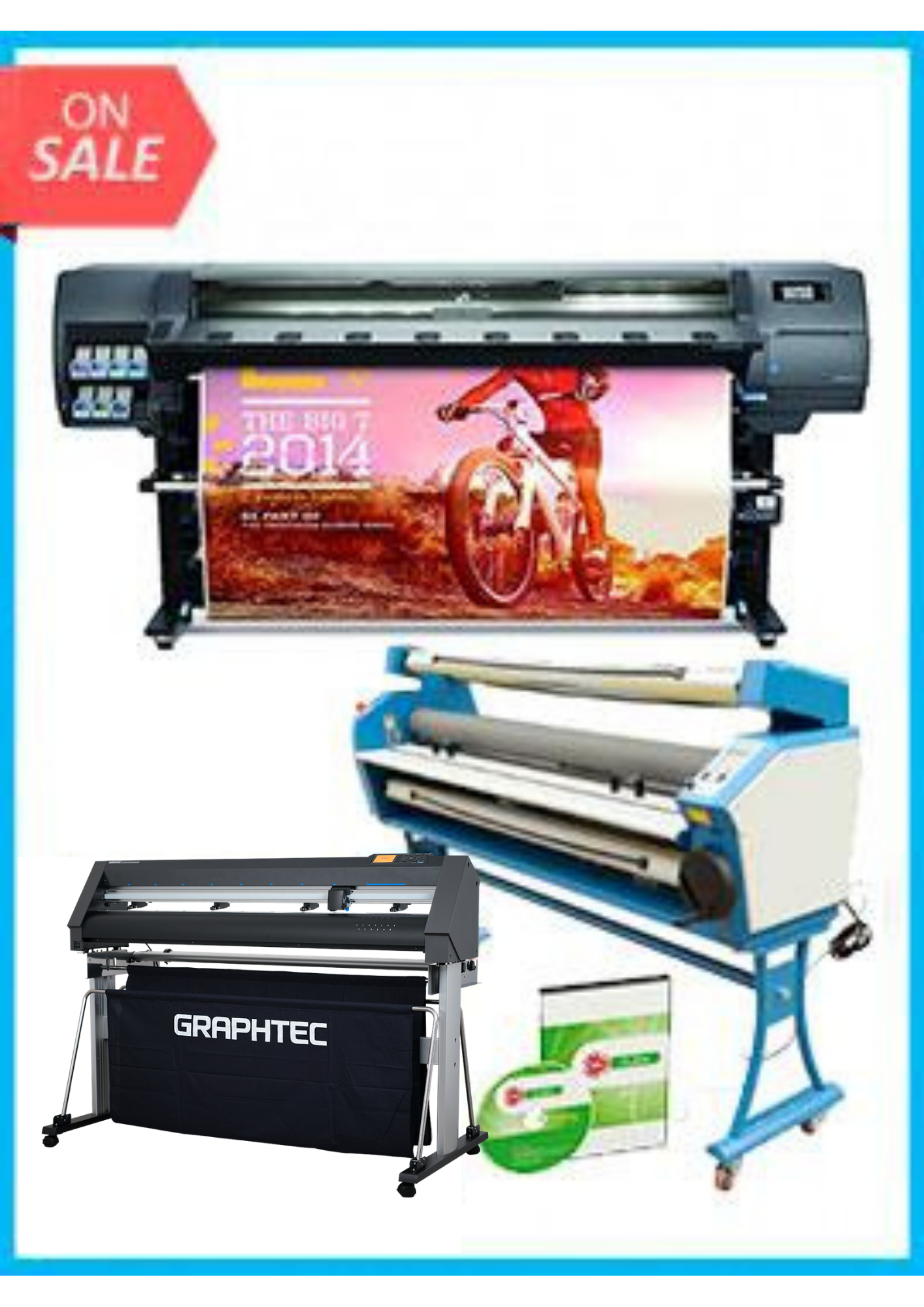 COMPLETE SOLUTION - Plotter HP Latex 330 64&quot; - Recertified - (90 Days Warranty) + GRAPHTEC CUTTER CE7000-130 50&quot; Cutter - New + Upgraded Ving 63&quot; Full-auto Low Temp. Wide Format Cold Laminator, with Heat Assisted + Includes Flexi RIP Software www.wideimagesolutions.com Complete Solutions 16754.99