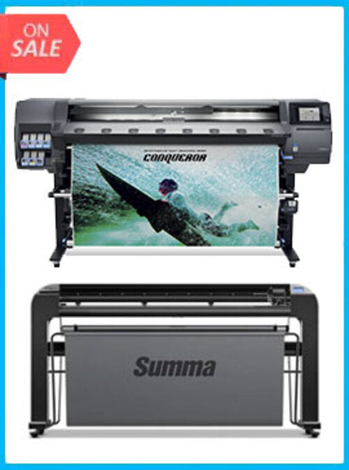 ON SALE - BUNDLE - HP Latex 365 Printer (V8L39A) - Refurbished (90 Days, 1, 2, 3 or 4 Years Warranty) + Summa Tangential S2 T160 62&quot; Vinyl Cutter - New