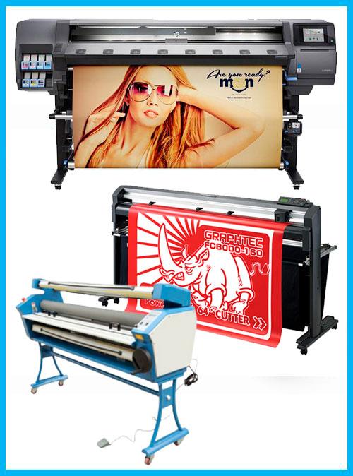 COMPLETE SOLUTION - HP Latex 360 64in Printer - Refurbished (90 Days, 1, 2, 3 or 4 Years Warranty) + 64&quot; Graphtec FC8000-160 Vinyl Cutting Plotter - Refurbished (1 Year Warranty) + 63&quot; Full-auto Low Temp. Wide Format Cold Laminator, with Heat Assisted