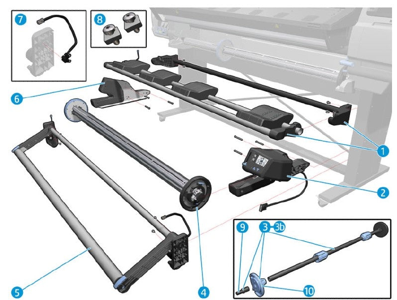 2-inch Spindle w/ Hubs 64 SERV for the HP Latex 330, 335 Series (E2X76-67001)