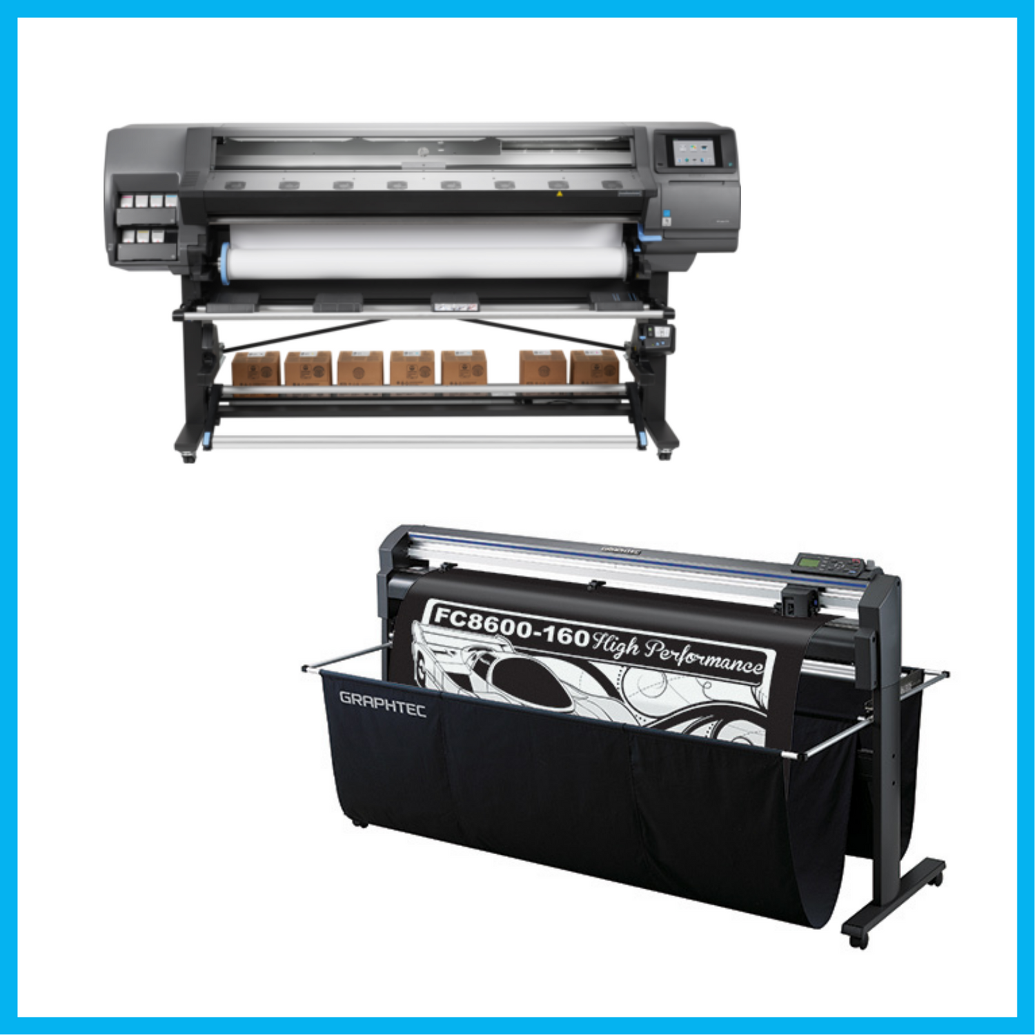 BUNDLE - HP Latex 370 64&quot; Printer - Refurbished (90 Days, 1, 2, 3 or 4 Years Warranty) +  64&quot; Graphtec FC8600-160 High Performance Vinyl Cutting Plotter - Refurbished (90 Days, 1, 2, 3 or 4 Years Warranty)