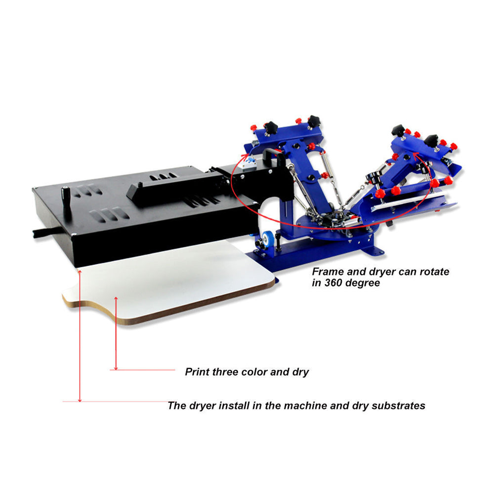 Micro-adjust 3 Color 1 Station with Dryer Screen Printing Press Machine Printer Equipment