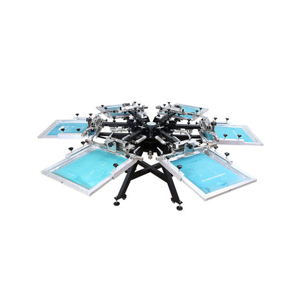 CALCA Design High Precision Heavy Duty Rotary Manual 6 Color 6 Station Screen Printing Machine with Micro Registration