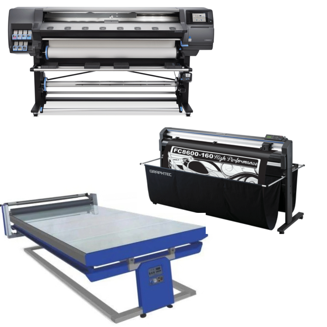 COMPLETE SOLUTION - HP Latex 365 Printer - Refurbished (1 Year Warranty) + 64" Graphtec FC8000-160 Vinyl Cutting Plotter - Refurbished (1 Year Warranty) + 67in x 126in Flatbed Hot and Cold Laminator for Rigid &amp; Flex Media