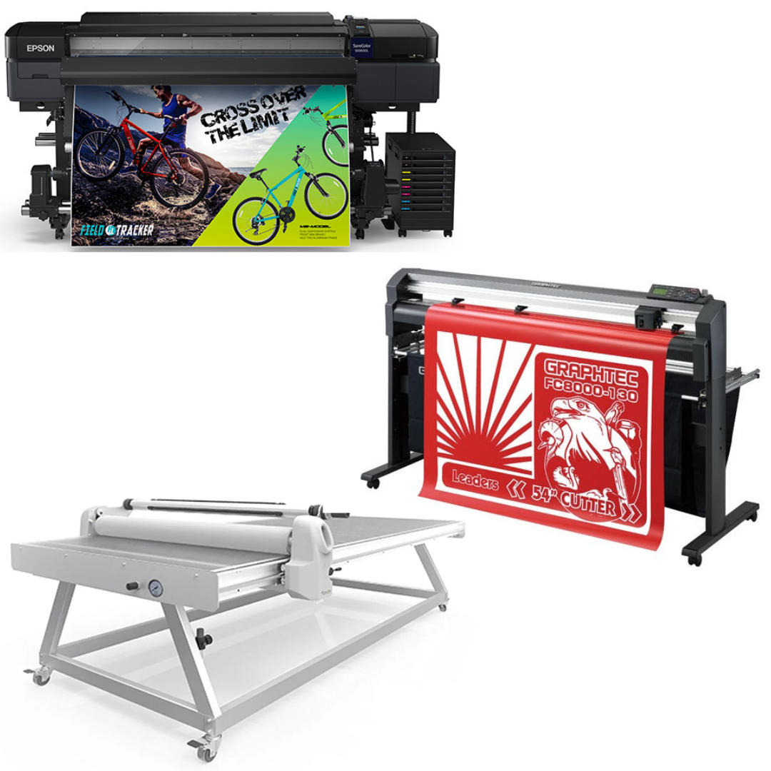 COMPLETE SOLUTION - Epson SureColor S60600L 64" Roll-to-Roll Solvent Printer (1 Y/Warranty) + 54" Graphtec FC8000-130 Cutting Plotter (1 Y/Warranty) + 51" x 98" Flatbed Lamination Table