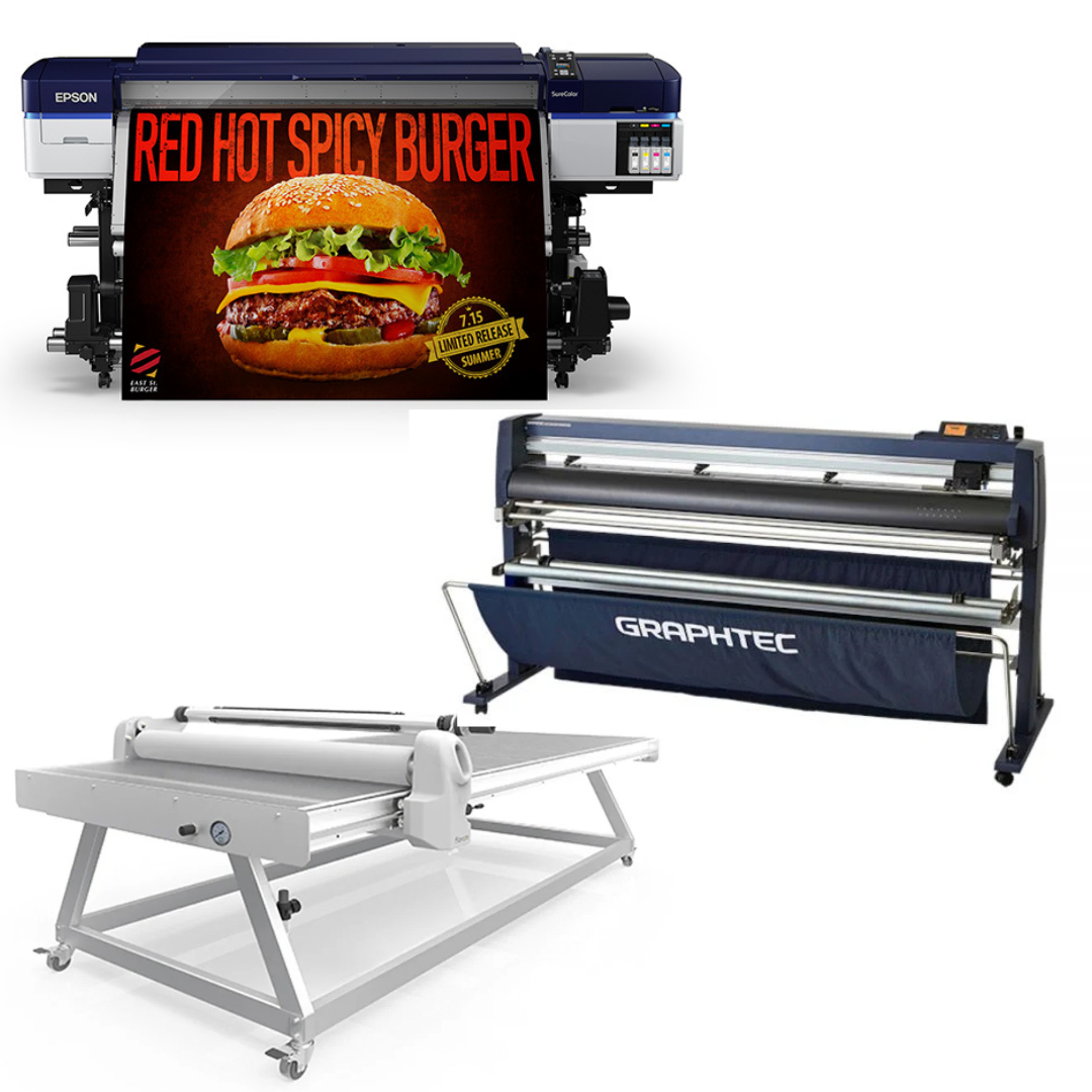COMPLETE SOLUTION - Epson SureColor S40600 Production Edition - Refurbished (1 Y/Warranty) + 64" Graphtec FC9000-160 Cutting Plotter - Refurbished (1 Y/Warranty) + 51" x 98" Flatbed Lamination Table