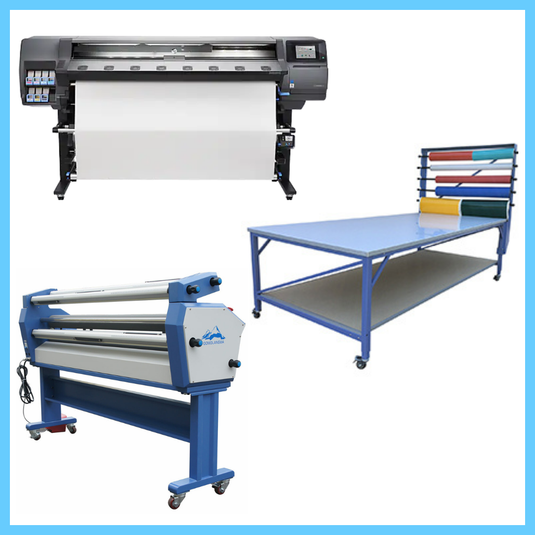 COMPLETE SOLUTION - HP Latex 360 64" Printer - Refurbished (1 Year Warranty) + 63" Full-auto Low Temp. Wide Format Cold Laminator, with Heat Assisted - New + 96 x 48" Jumbo Industrial Packing Table, Laminate Top - New
