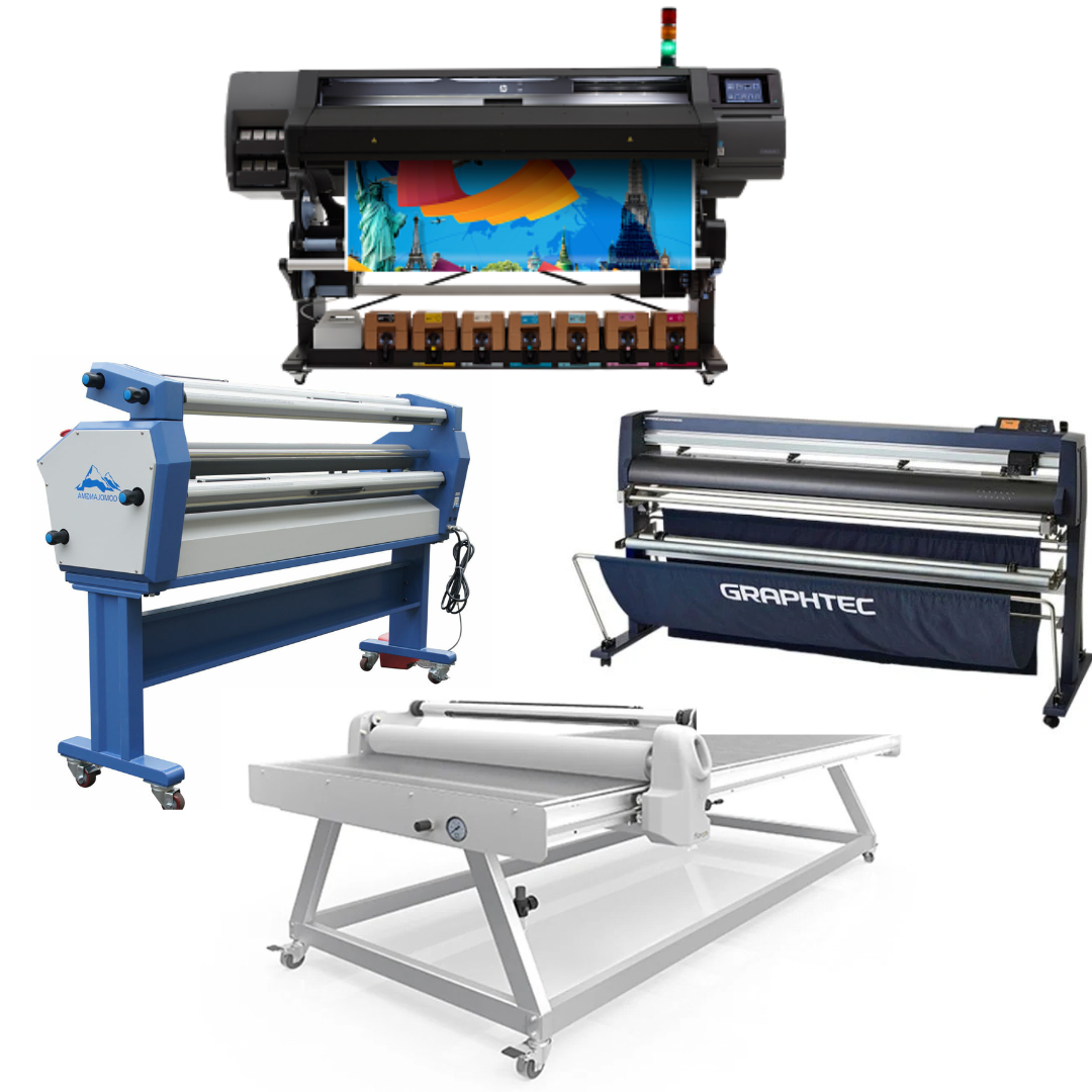 COMPLETE SOLUTION - HP Latex 570 64" Printer - Refurbished (1 Year Warranty) + Graphtec FC9000-160 Wide Cutter 54" (137.2 CM) - New + 63" Wide Format Cold Laminator + 51" x 98" Flatbed Lamination Table