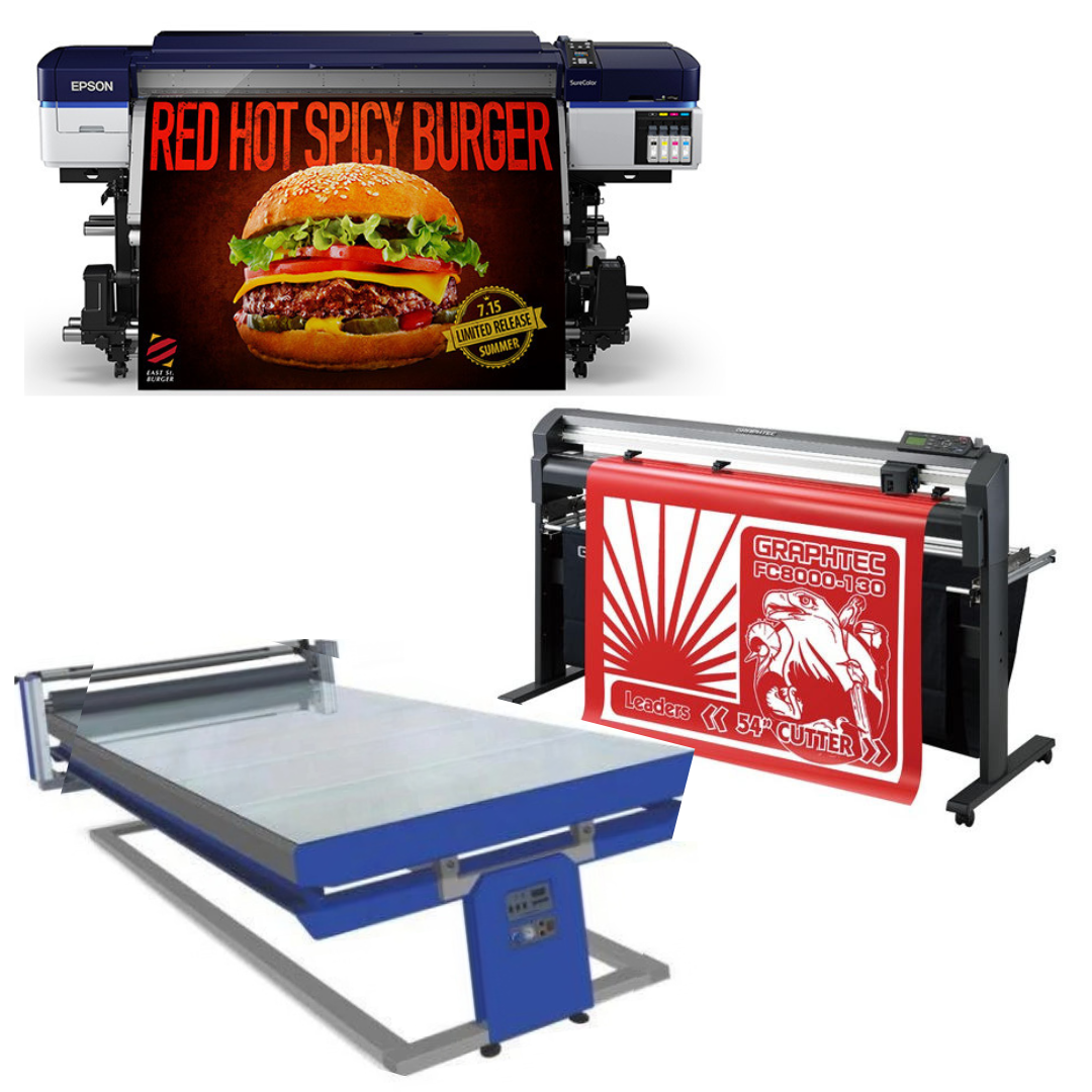 COMPLETE SOLUTION - Epson SureColor S40600 Production Edition - Refurbished (1 Year Warranty) + 54" Graphtec FC8000-130 Vinyl Cutting Plotter - Refurbished (1 Year Warranty) + 67in x 126in Flatbed Hot and Cold Laminator for Rigid &amp; Flex Media - New