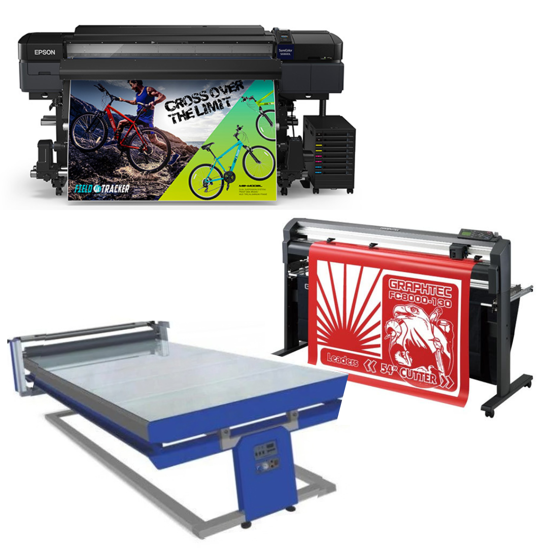 COMPLETE SOLUTION - Epson SureColor S60600L 64" Roll-to-Roll Solvent Printer - Refurbished (1 Y/Warranty) + 54" Graphtec FC8000-130 Cutting Plotter - Refurbished (1 Y/Warranty) + 67in x 126in Flatbed Hot and Cold Laminator for Rigid &amp; Flex Media
