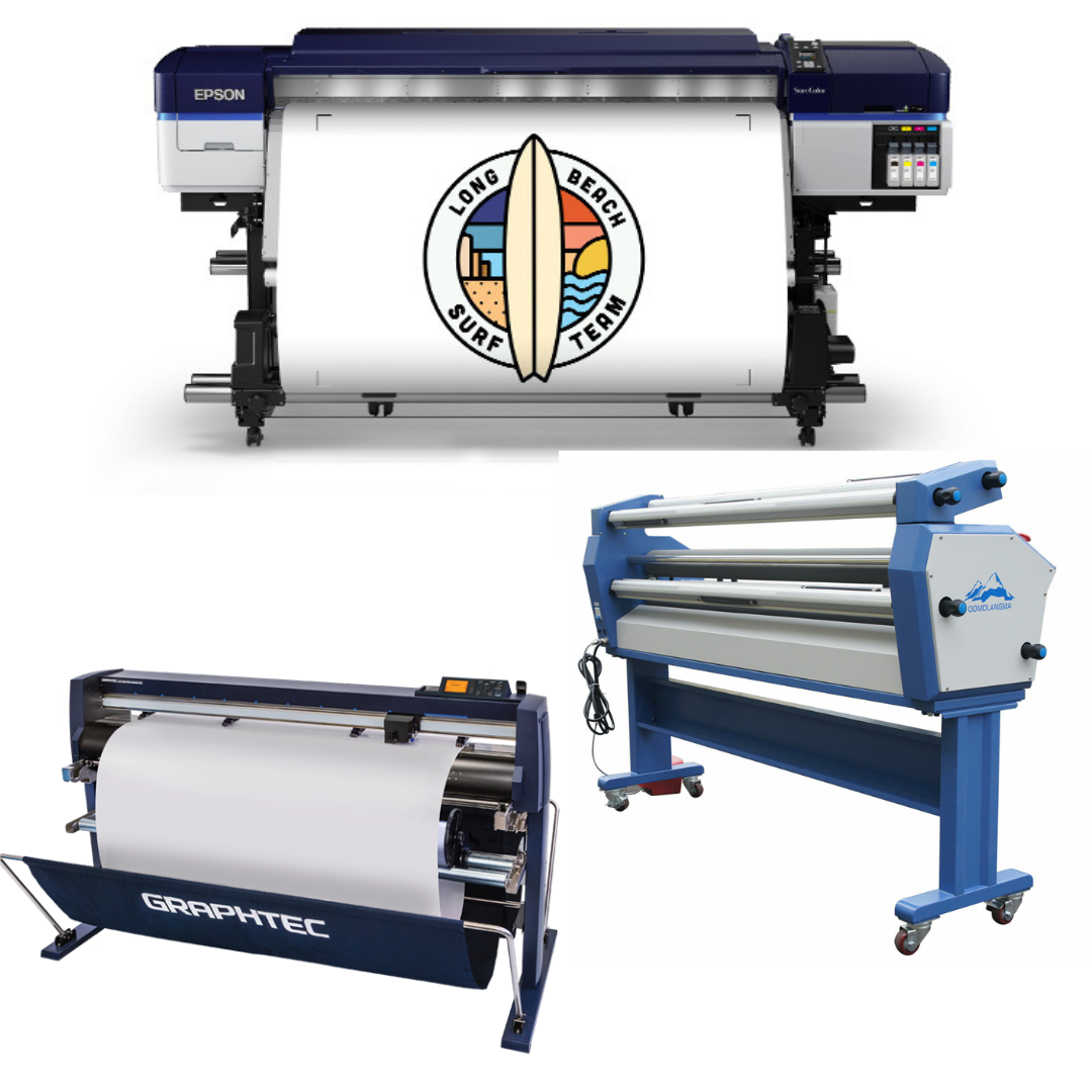 COMPLETE SOLUTION - Epson SureColor S60600 Production Edition Printer - Refurbished (1 Year Warranty) + 54" Graphtec FC9000-140 Wide Cutter - Refurbished (1 Year Warranty) + 63" Cold Laminator, with Heat Assisted - New