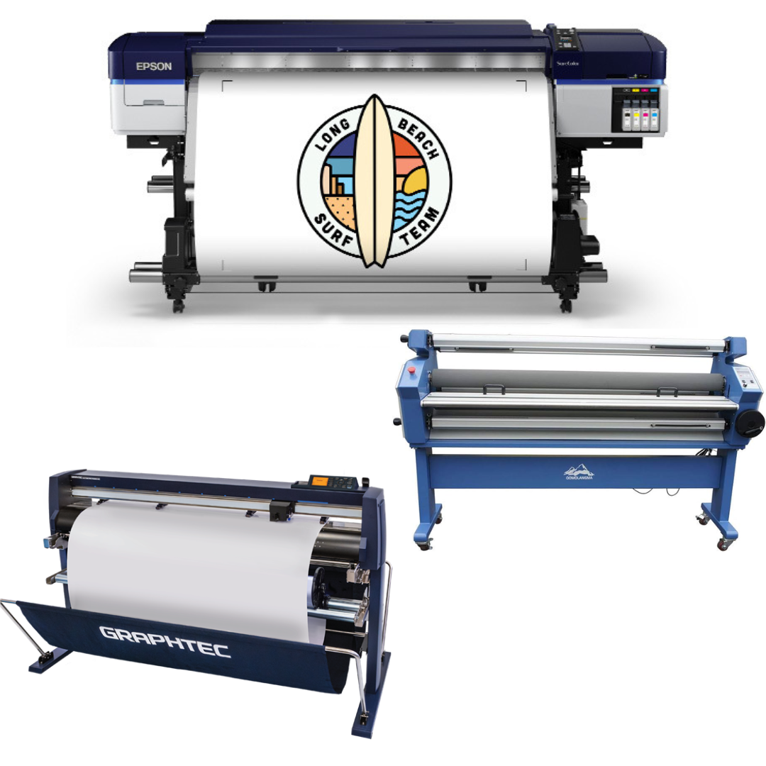 COMPLETE SOLUTION - Epson SureColor S60600 Production Edition Printer - Refurbished (1 Year Warranty) + 54" Graphtec FC9000-140 Wide Cutter - Refurbished (1 Year Warranty) + 55" Wide Format Cold Laminator with Heat Assisted - New