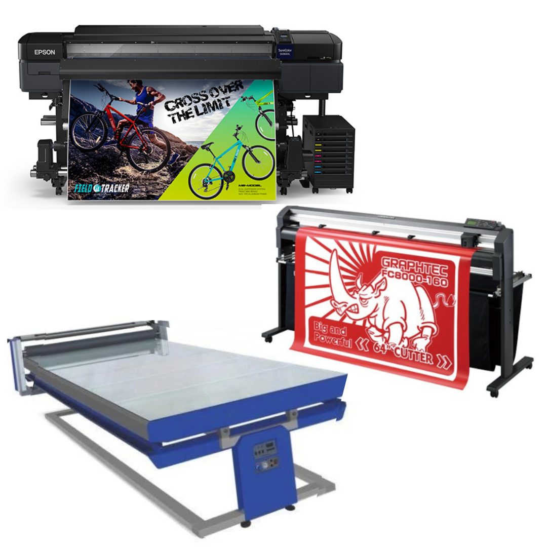 COMPLETE SOLUTION - Epson SureColor S60600L 64" Roll-to-Roll Solvent Printer - Refurbished (1 Y/Warranty) + 64" Graphtec FC8000-160 Vinyl Cutting Plotter Refurbished (1 Y/Warranty) + 67in x 126in Flatbed Hot and Cold Laminator for Rigid &amp; Flex Media