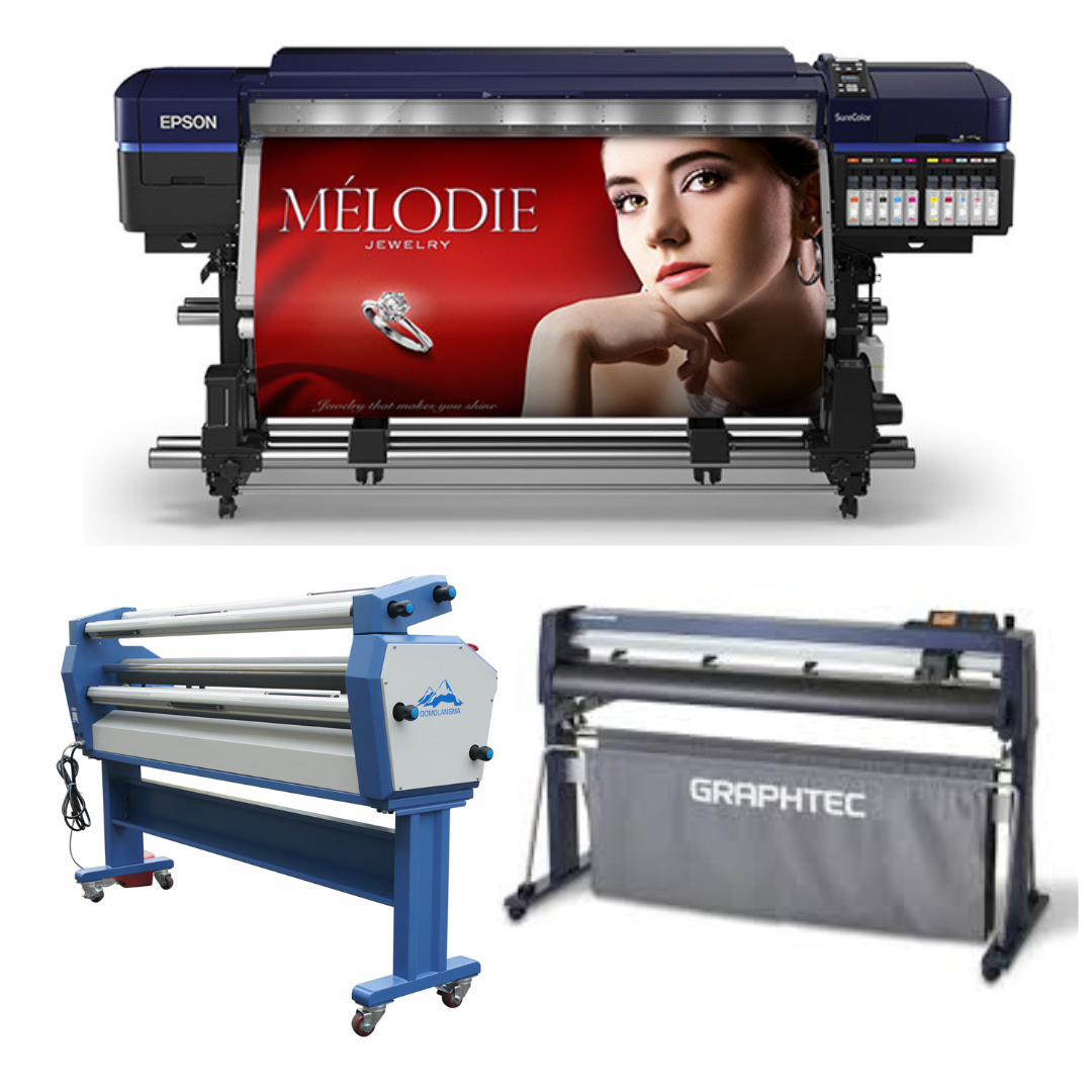 COMPLETE SOLUTION - Epson Surecolor S80600 Production Edition 64" Solvent Printer - Refurbished (1 Year Warranty) +54" Graphtec FC9000-140 Wide Cutter - Refurbished (1 Year Warranty) + Upgraded Ving 63" Wide Format Cold Laminator - New