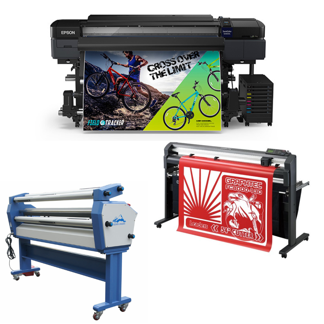 COMPLETE SOLUTION - Epson SureColor S60600L 64" Roll-to-Roll Printer - Refurbished (1 Year Warranty) + 54" Graphtec FC8000-130 Vinyl Cutting Plotter - Refurbished (1 Year Warranty) + Upgraded Ving 63" Wide Format Cold Laminator - New