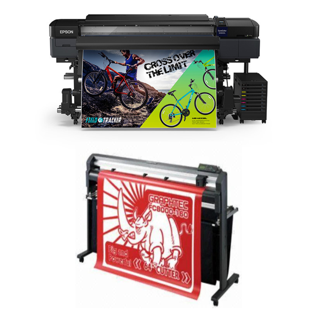 BUNDLE - Epson SureColor S60600L 64" Roll-to-Roll Solvent 4-Color Bulk Ink Printer - Refurbished (1 Year Warranty) + 64" Graphtec FC8000-160 Vinyl Cutting Plotter Refurbished (1 Year Warranty)