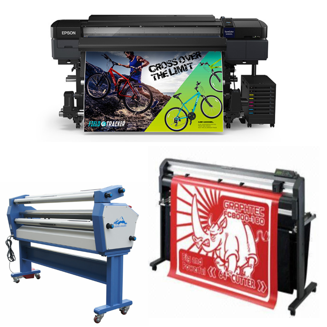COMPLETE SOLUTION - Epson SureColor S60600L 64" Roll-to-Roll Printer - Refurbished (1 Year Warranty) + 64" Graphtec FC8000-160 Vinyl Cutting Plotter Refurbished (1 Year Warranty) + Upgraded Ving 63" Wide Format Cold Laminator - New