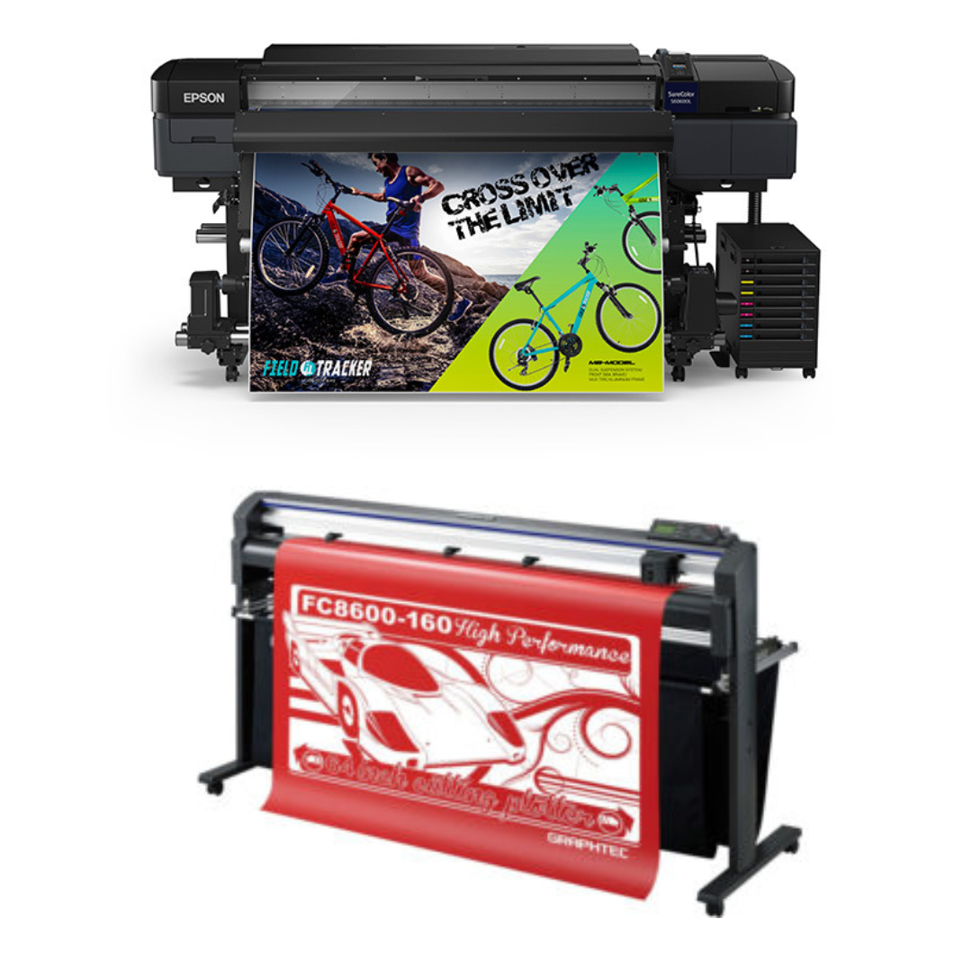 BUNDLE - Epson SureColor S60600L 64" Roll-to-Roll Solvent 4-Color Bulk Ink Printer - Refurbished (1 Year Warranty) + 64" Graphtec FC8600-160 Vinyl Cutting Plotter - Refurbished (1 Year Warranty)