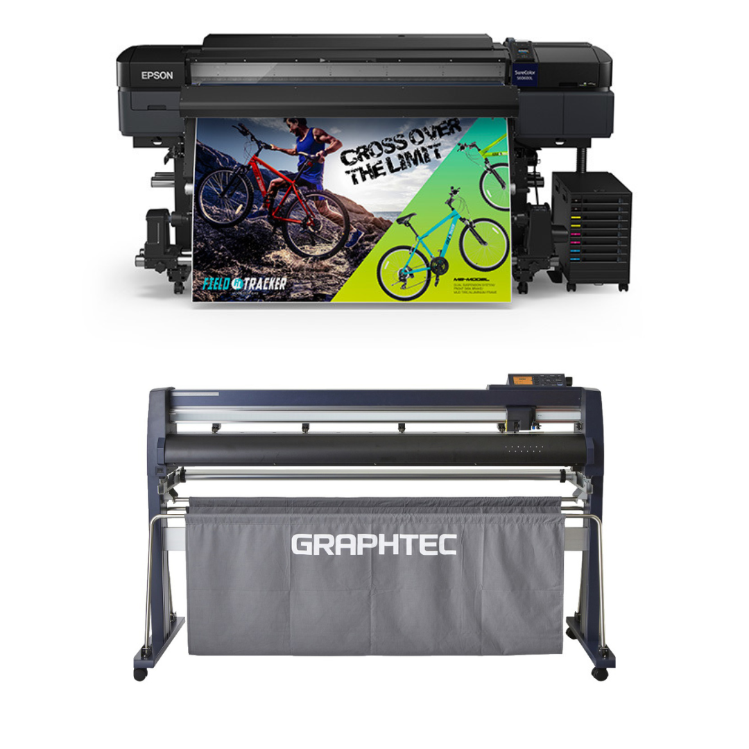 BUNDLE - Epson SureColor S60600L 64" Roll-to-Roll Solvent 4-Color Bulk Ink Printer - Refurbished (1 Year Warranty) + 64" Graphtec FC9000-160 Vinyl Cutting Plotter - Refurbished (1 Year Warranty)