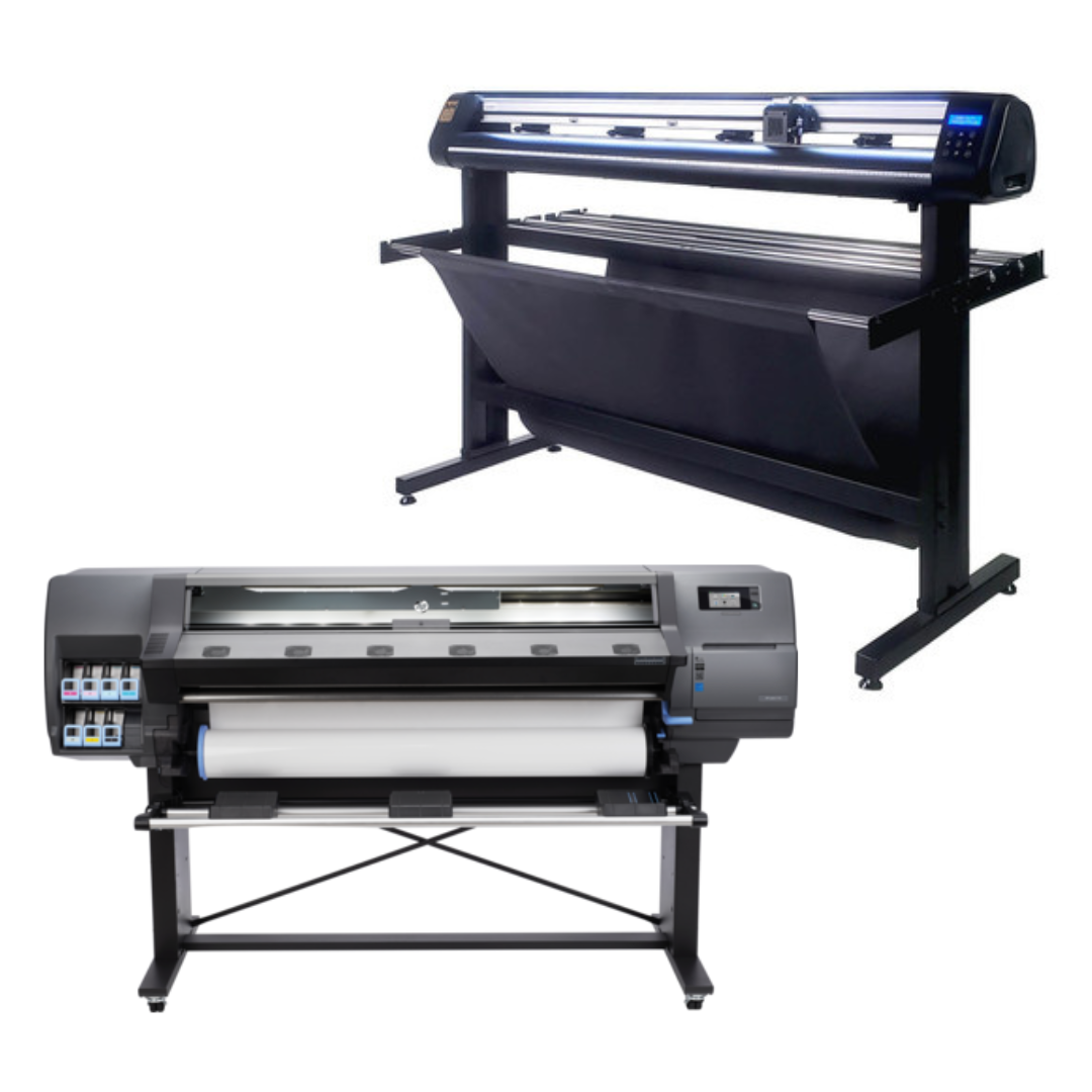 BUNDLE - HP Latex 110 54" Printer - Refurbished (90 Days Warranty) + 53" Vinyl Cutter Machine with ARMS Contour Cutting &amp; Barcode Job Management (MH300)  - New