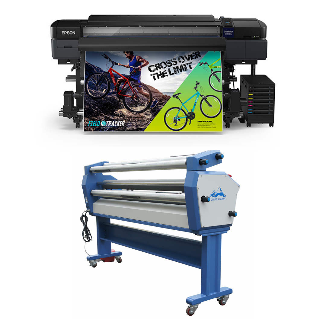 BUNDLE - Epson SureColor S60600L 64" Roll-to-Roll Solvent 4-Color Bulk Ink Printer - Refurbished (1 Year Warranty) + Upgraded Ving 63" Wide Format Cold Laminator - New