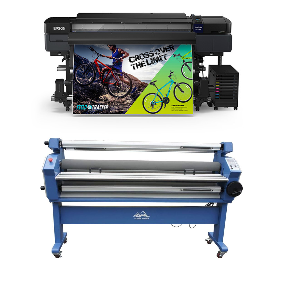 BUNDLE - Epson SureColor S60600L 64" Roll-to-Roll Solvent 4-Color Bulk Ink Printer - Refurbished (1 Year Warranty) + 55" Full-Auto Wide Format Cold Laminator with Heat Assisted - New