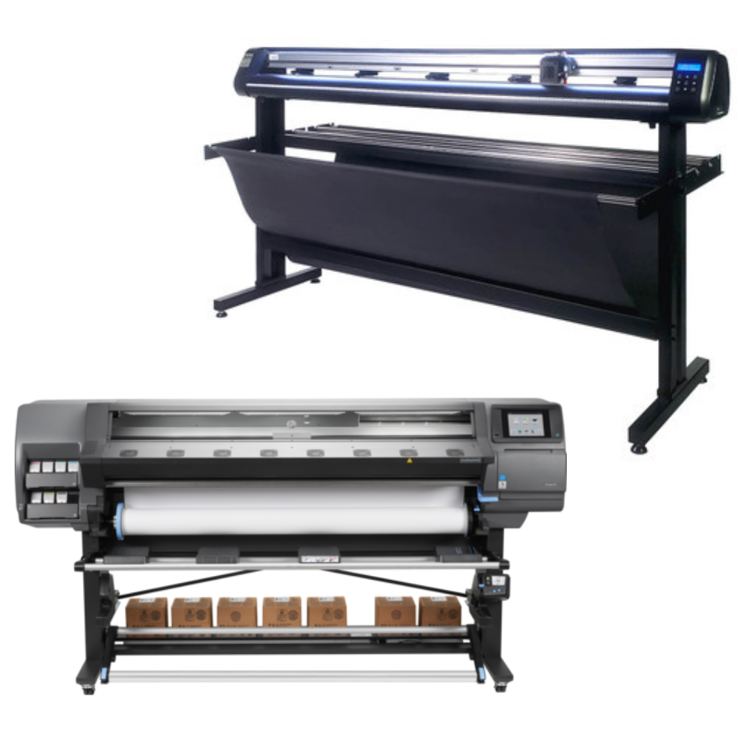 BUNDLE - HP Latex 370 64"- Refurbished (90 Days Warranty) + 65" Vinyl Cutter Machine with ARMS Contour Cutting (MH200) - New