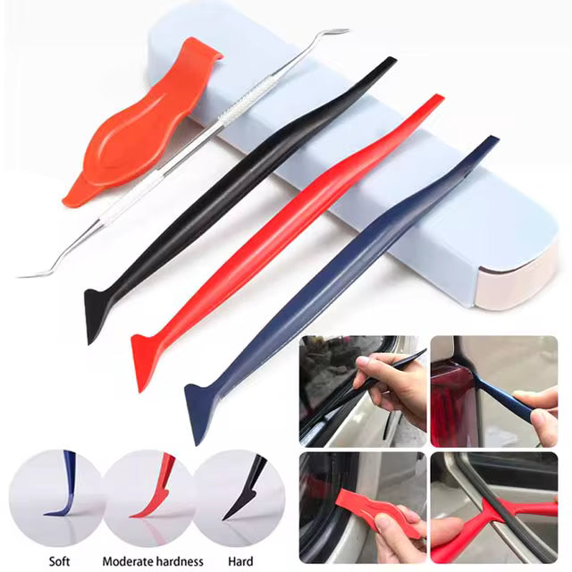 Micro Squeegee 5pcs/Set Different Hardness Car Vinyl Wrap Tool Kit Corner Squeegee for Installing Vehicle Stickers and Auto Window Wraps