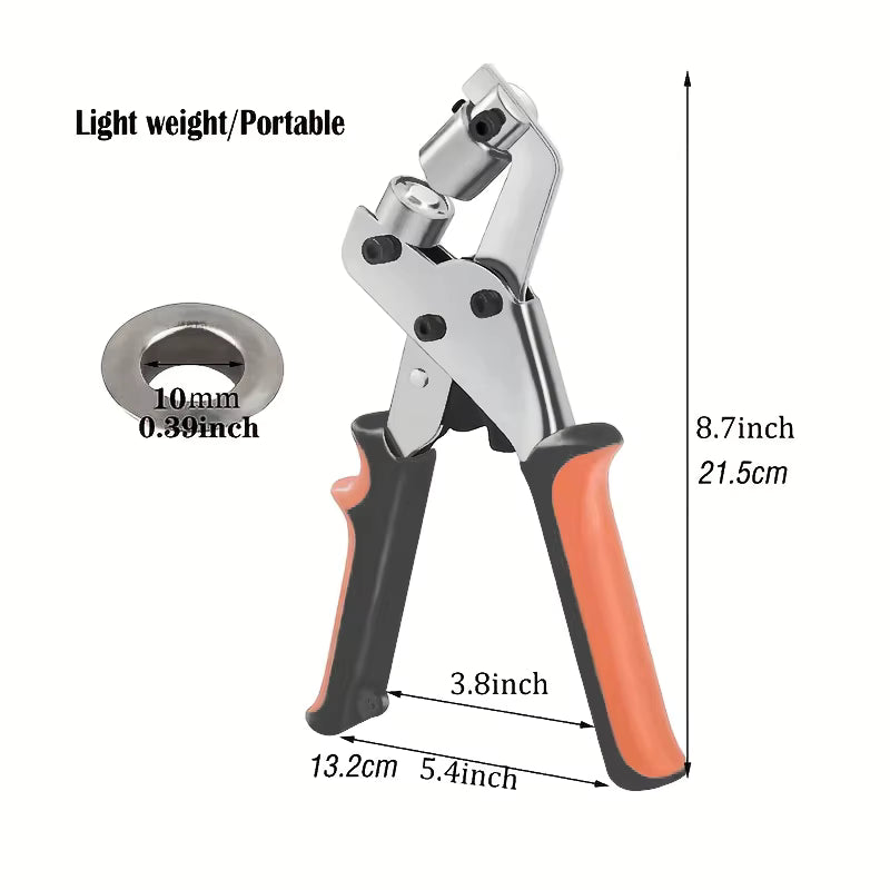 Handheld Hand Press Grommet Machine Portable Grommet Tool w/ 500 Grommet Eyelet for Vinyl Banner Sign Piler - 10mm (Silver)