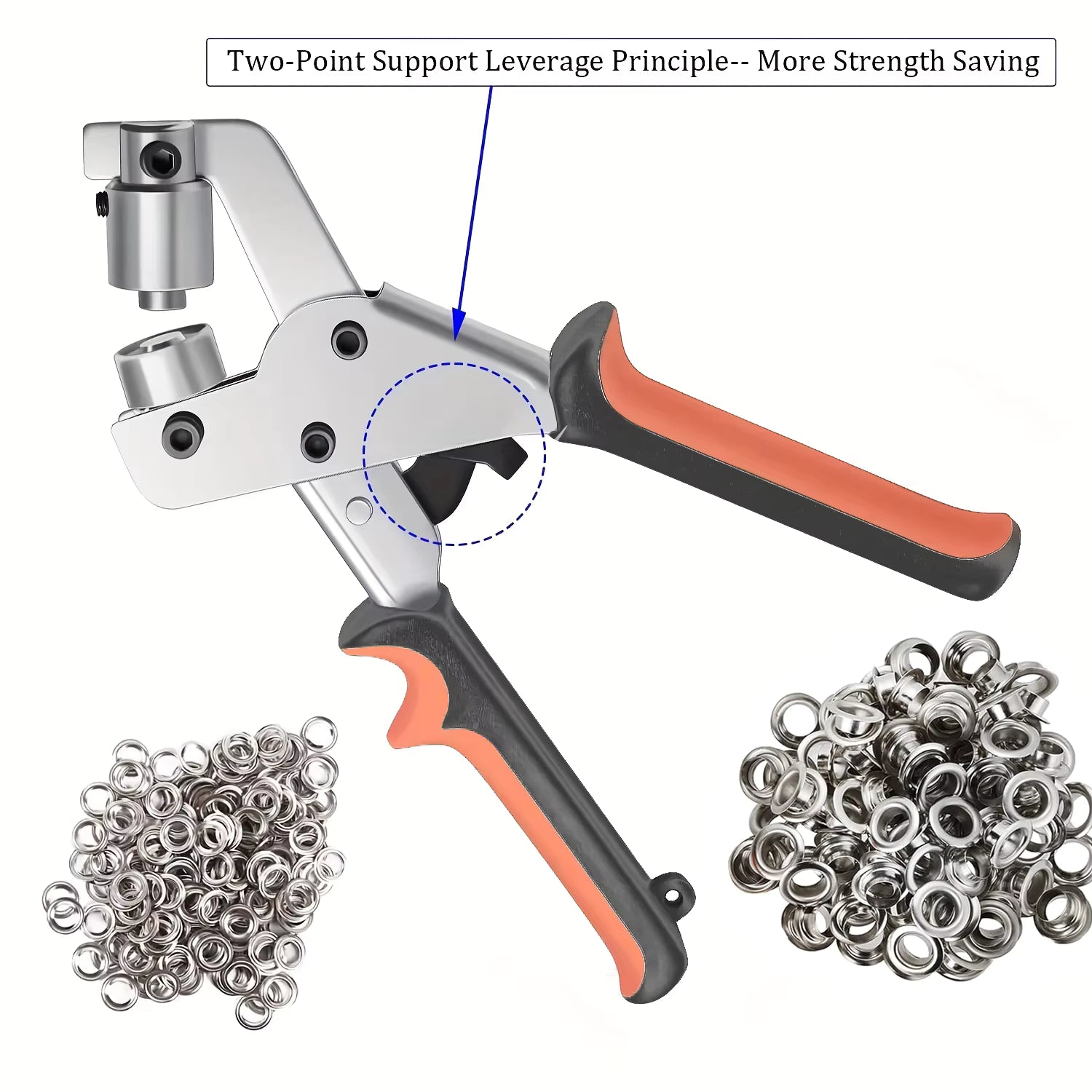 Handheld Hand Press Grommet Machine Portable Grommet Tool w/ 500 Grommet Eyelet for Vinyl Banner Sign Piler - 10mm (Silver)