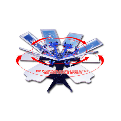 Screen Printing 6 Color 6 Station Rotary Printer Precise Matching Color Equipment
