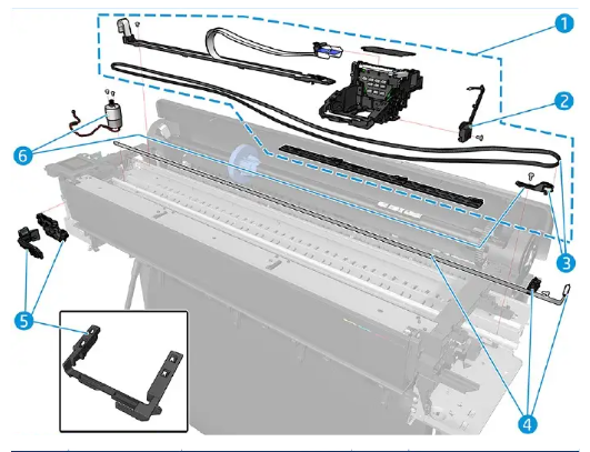 Cutter with clutch for the HP DesignJet T100, T120, T125, T210, T230, T520, T130, T525, T530, T730, T830, T650, T630, Studio Steel and Spark Series (CQ890-67108)