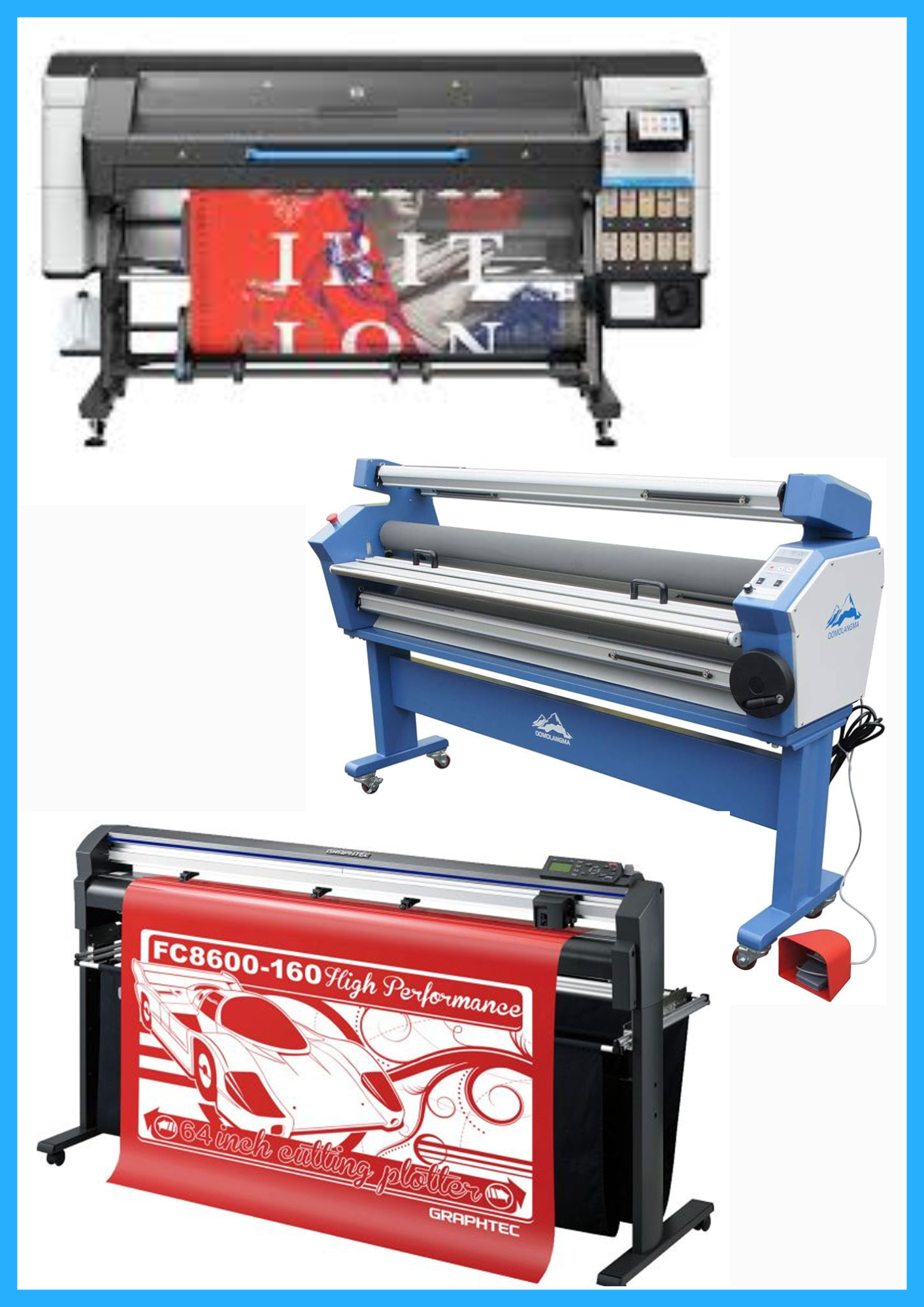 ON SALE - COMPLETE SOLUTION - HP Latex 830W 64&quot; Wide Format Printer  - New + 64&quot; Graphtec FC8600-160 Vinyl Cutting Plotter - Refurbished (1 Year Warranty) + 63&quot; Full-auto Low Temp. Wide Format Cold Laminator - New