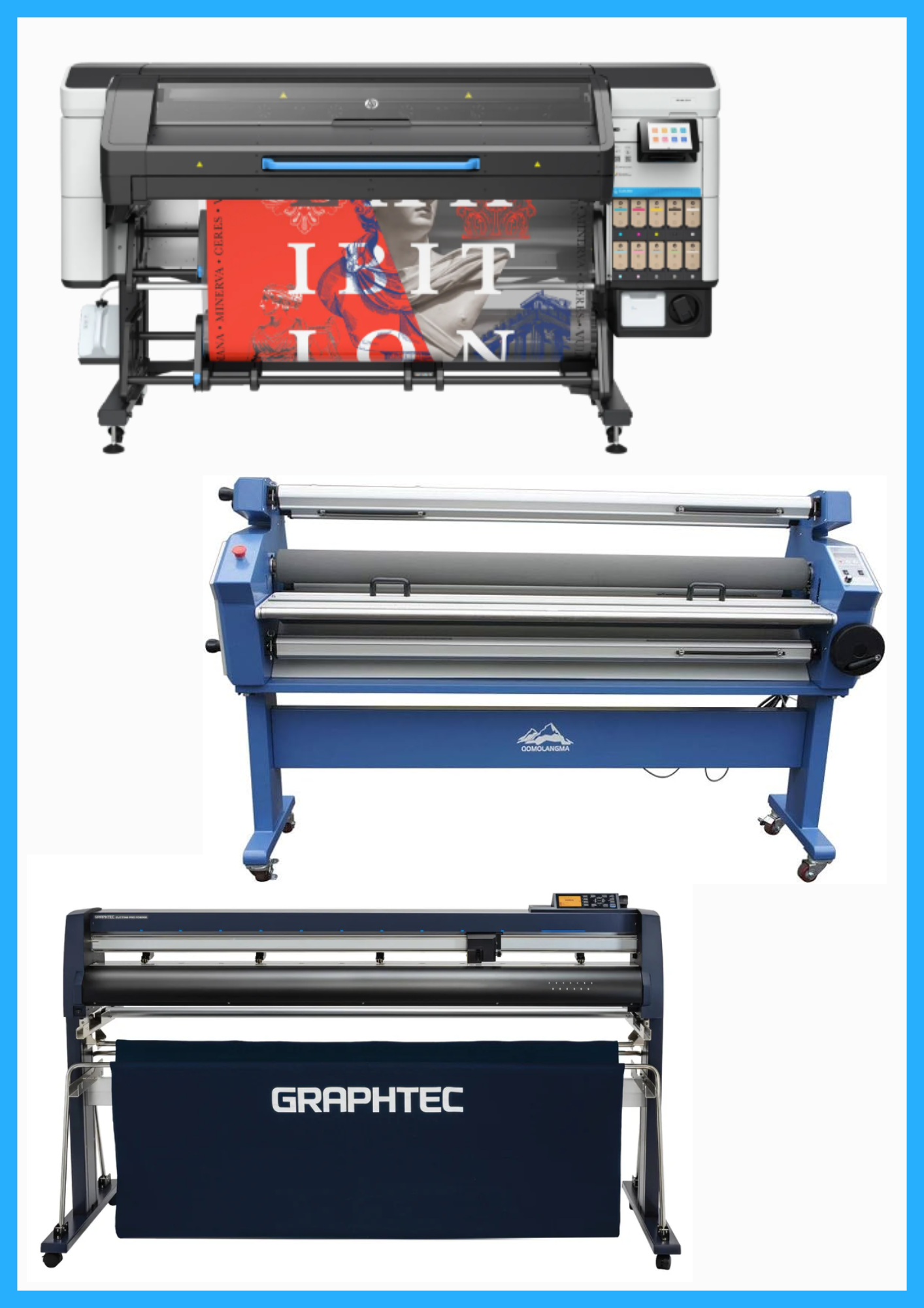 ON SALE - COMPLETE SOLUTION - HP Latex 730W 64&quot; Wide Format Printer - New + 64&quot; Graphtec FC9000-160 Wide Cutter - New + 55&quot; Full-Auto Wide Format Cold Laminator with Heat Assisted - New