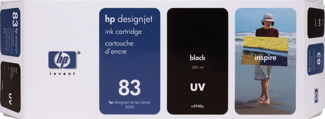 HP 83 Black DesignJet UV Ink Cartridge for HP DesignJet 5000, 5500 - C4940A / New