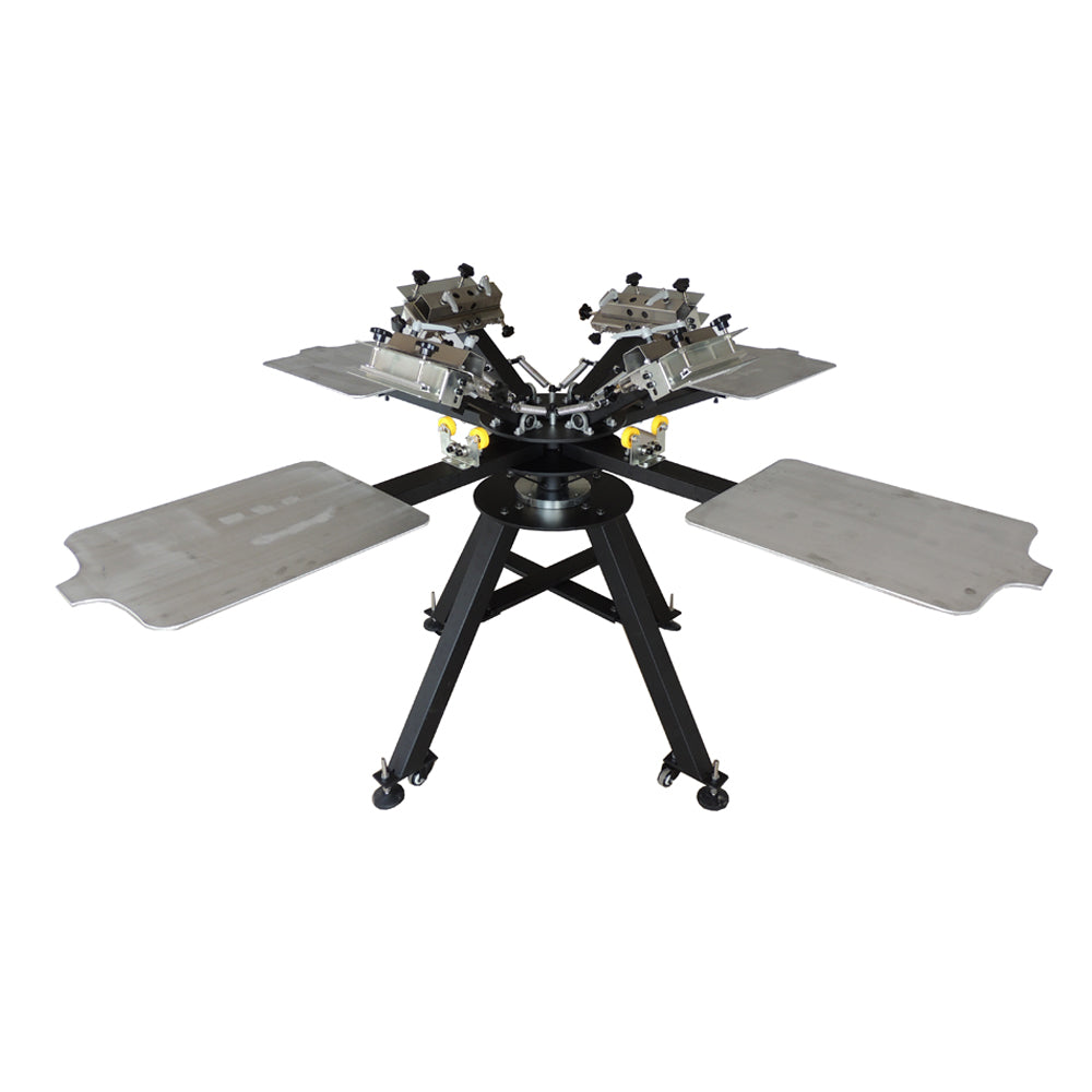 4 Color 4 Station Micro-Registration Screen Printing Machine with Alum Plate