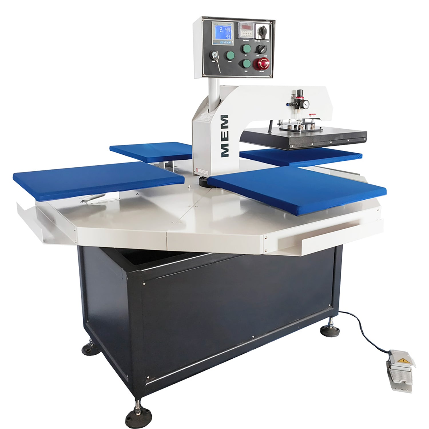 MEM 220V 3KW 13.6A 16in x 20in Automatic Pneumatic 1 Head 4 Station High Speed Carousel Heat Transfer Machine