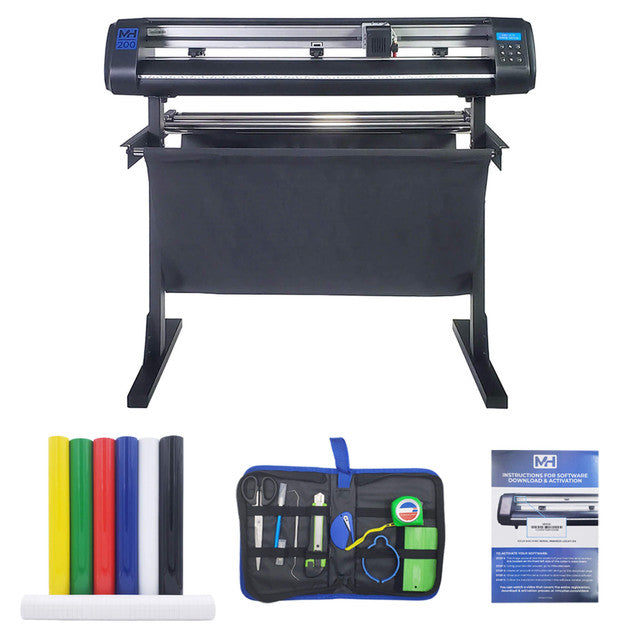 28" Vinyl Cutter Machine with ARMS Contour Cutting / Black Starter Bundle - MH200
