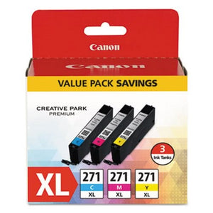 Canon CLI-271 XL Cyan, Magenta & Yellow 3 Ink Pack - 0337C005