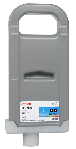 Canon PFI-701C Cyan Ink Tank (700ml) for imagePROGRAF iPF8000, iPF8000S, iPF8100, iPF9000, iPF9000S, iPF9100 - 0901B001AA
