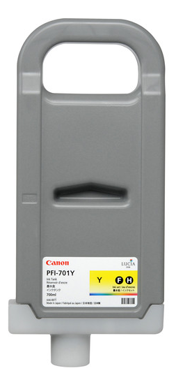 Canon PFI-701Y Yellow Ink Tank (700ml) for imagePROGRAF iPF8000, iPF8000S, iPF8100, iPF9000, iPF9000S, iPF9100 - 0903B001AA