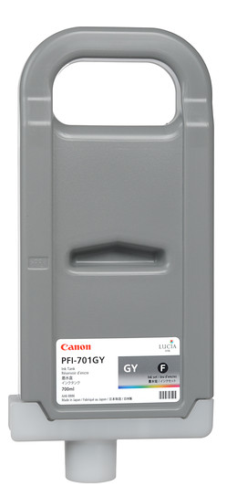 Canon PFI-701GY Gray Ink Tank (700ml) for imagePROGRAF iPF8000, iPF8000S, iPF9000, iPF9000S - 0909B001AA