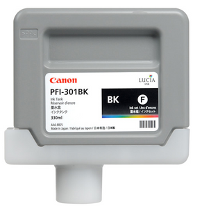 Canon PFI-301BK Black Ink Tank (330ml) for imagePROGRAF iPF8000, iPF8000S, iPF9000, iPF9000S - 1486B001AA
