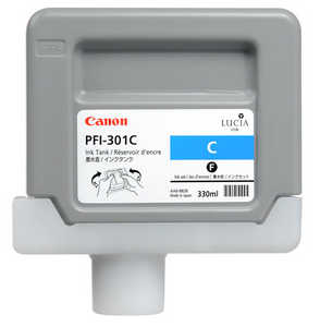 Canon PFI-301C Cyan Ink Tank (330ml) for imagePROGRAF iPF8000, iPF8000S, iPF8100, iPF9000, iPF9000S, iPF9100 - 1487B001AA
