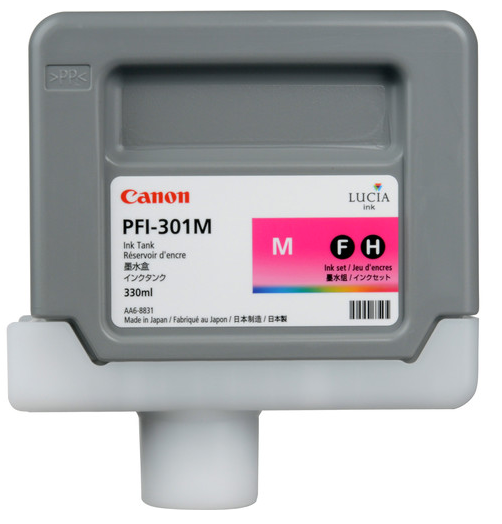 Canon PFI-301M Magenta Ink Tank (330ml) for imagePROGRAF iPF8000, iPF8000S, iPF8100, iPF9000, iPF9000S, iPF9100 - 1488B001AA
