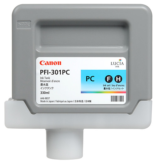 Canon PFI-301PC Photo Cyan Ink Tank (330ml) for imagePROGRAF iPF8000, iPF8000S, iPF8100, iPF9000, iPF9000S, iPF9100 - 1490B001AA