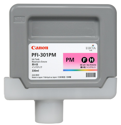 Canon PFI-301PM Photo Magenta Ink Tank (330ml) for imagePROGRAF iPF8000, iPF8000S, iPF8100, iPF9000, iPF9000S, iPF9100 - 1491B001AA